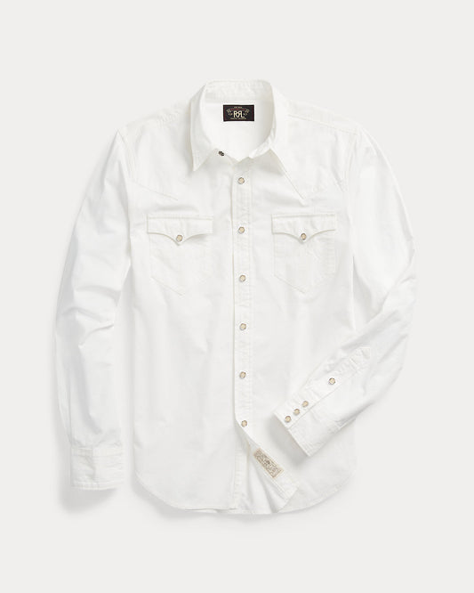 Slim Fit Poplin Western Shirt White