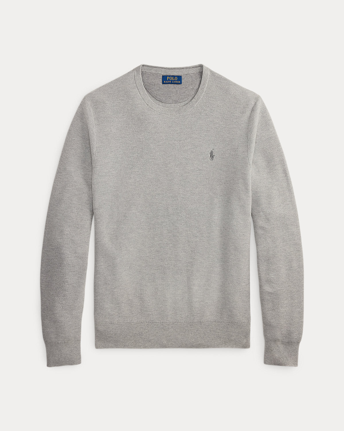 Mesh-Knit Cotton Crewneck Jumper Andover Heather