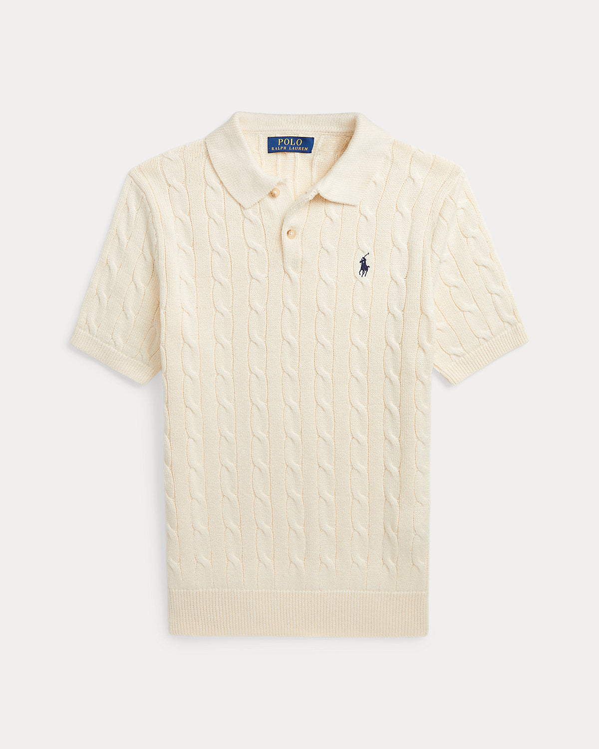 Cable-Knit Cotton Polo Sweater
