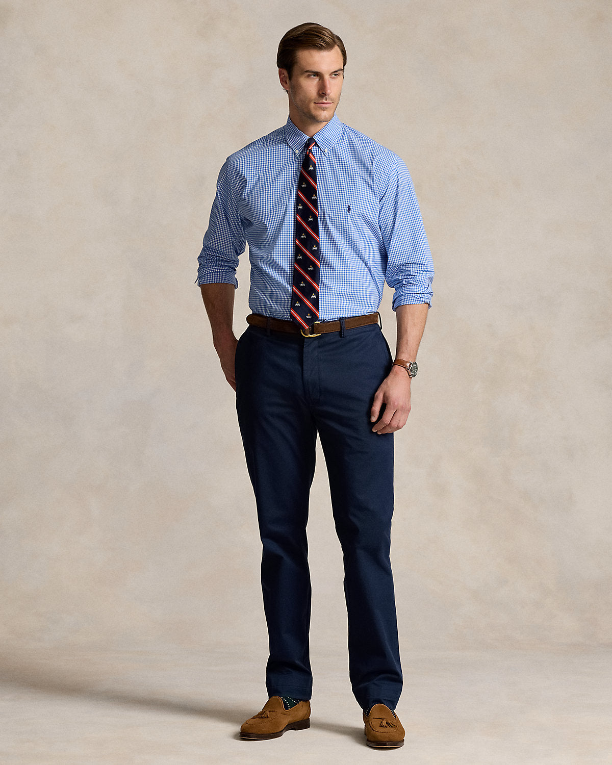 Gingham Stretch Poplin Shirt Blue/White Check