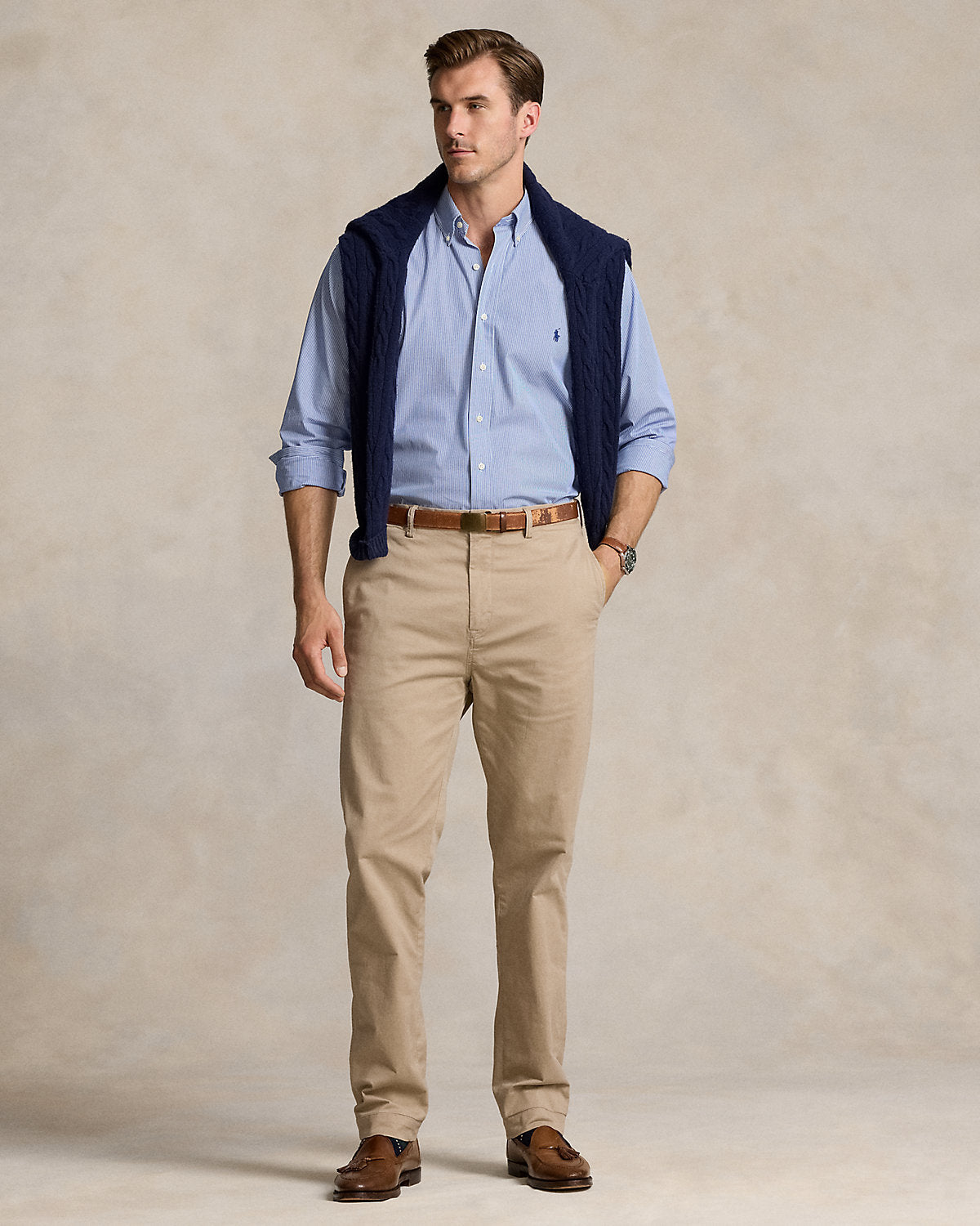 Striped Stretch Poplin Shirt Blue/White