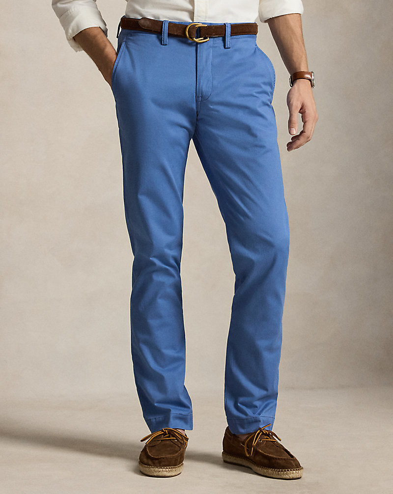 Stretch Slim Fit Washed Chino Trouser Nimes Blue