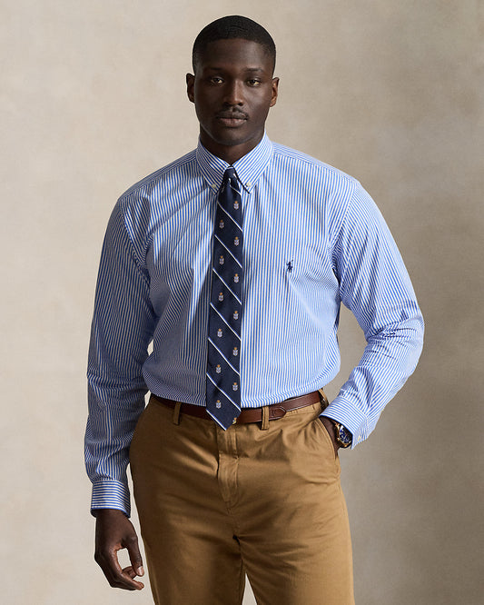 Striped Stretch Poplin Shirt 4655h Light Blue/White