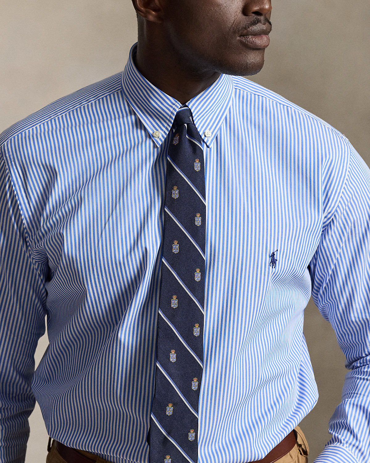 Striped Stretch Poplin Shirt 4655h Light Blue/White