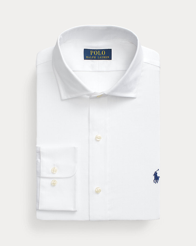 Custom Fit Stretch Herringbone Shirt 5499d White