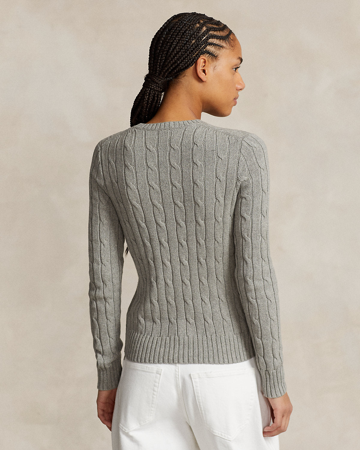 Cable-Knit Cotton Crewneck Sweater