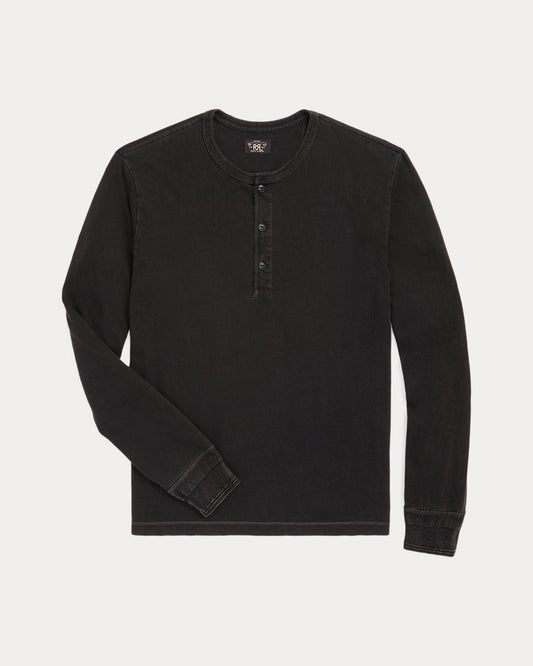 Indigo Jersey Henley Shirt Sulphur Black