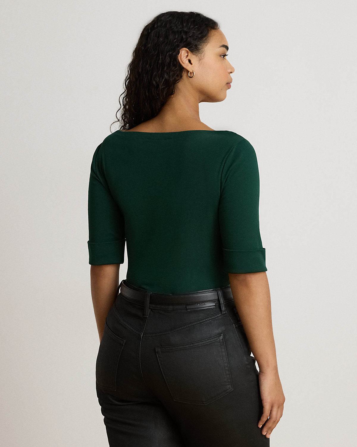Stretch Cotton Boatneck Tee