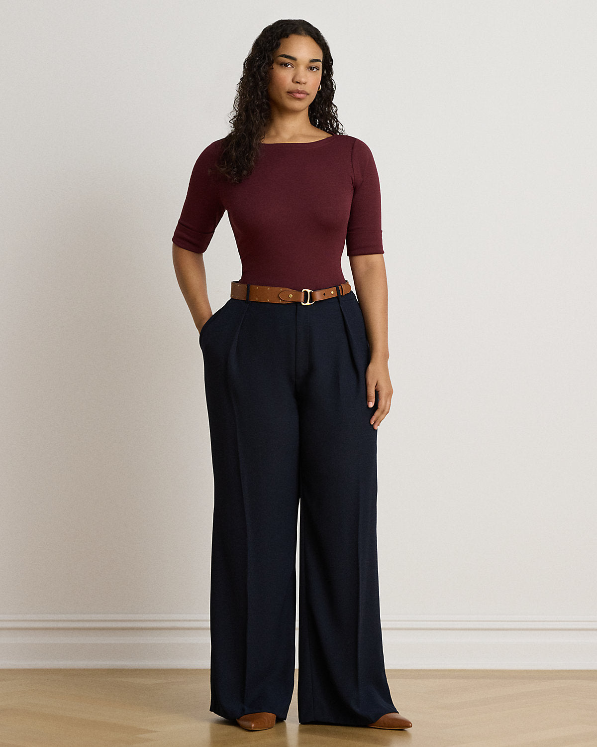 Stretch Cotton Boatneck Tee