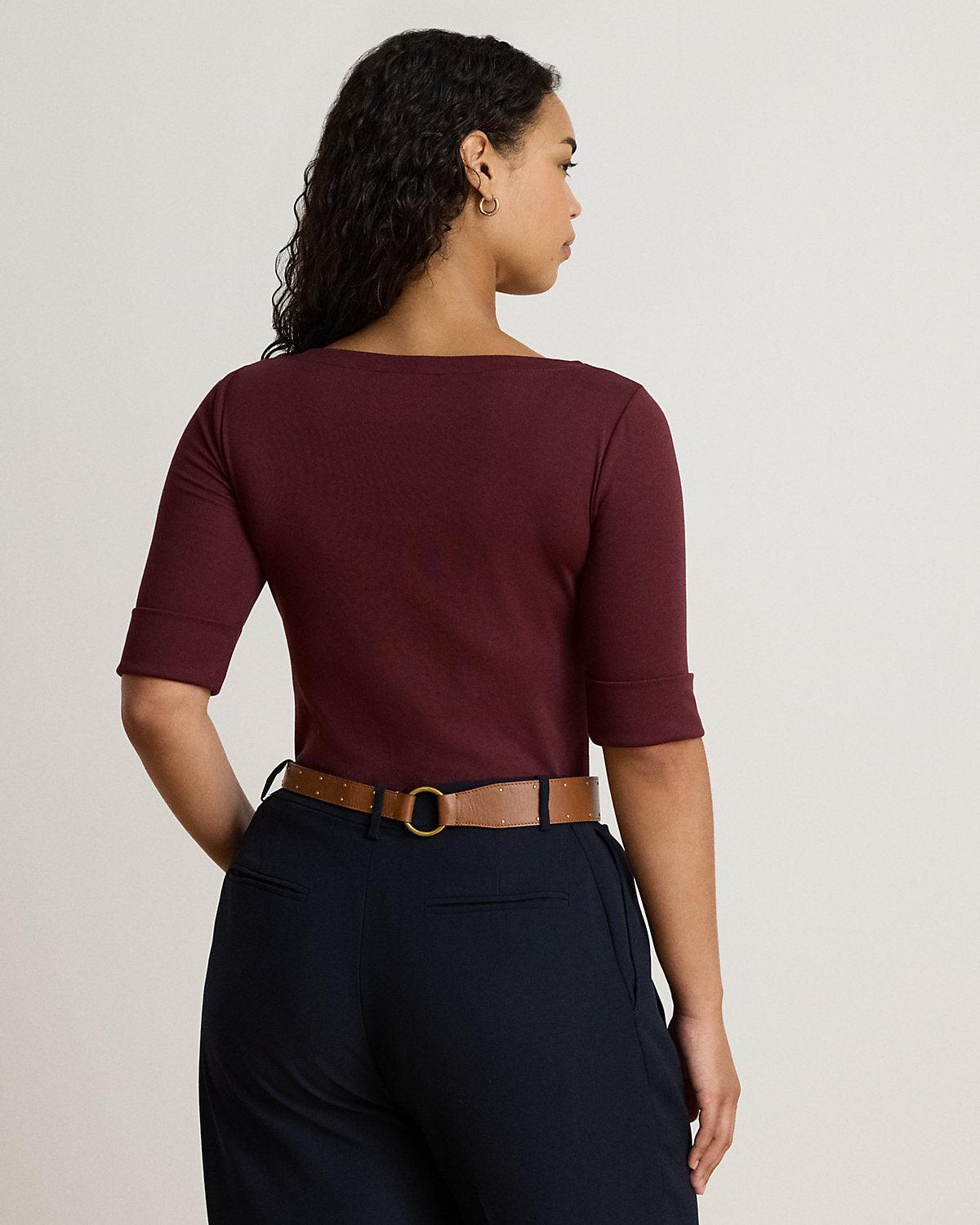 Stretch Cotton Boatneck Tee