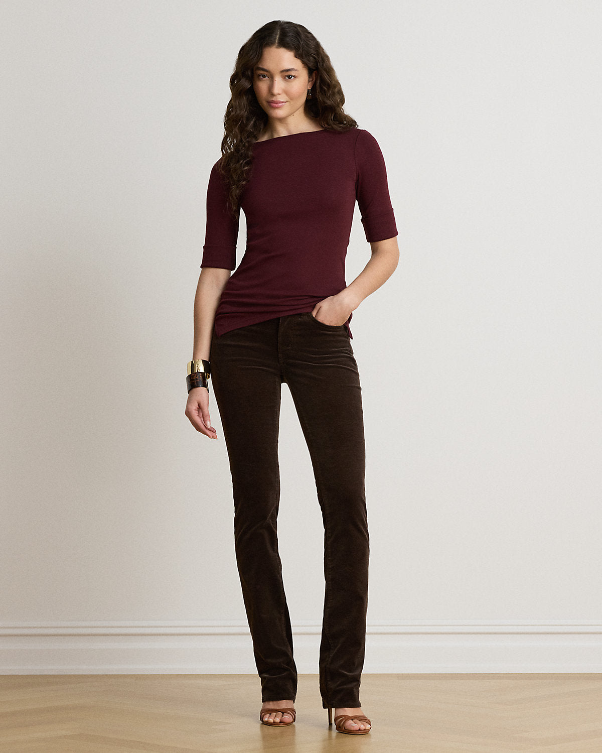 Stretch Cotton Boatneck Tee
