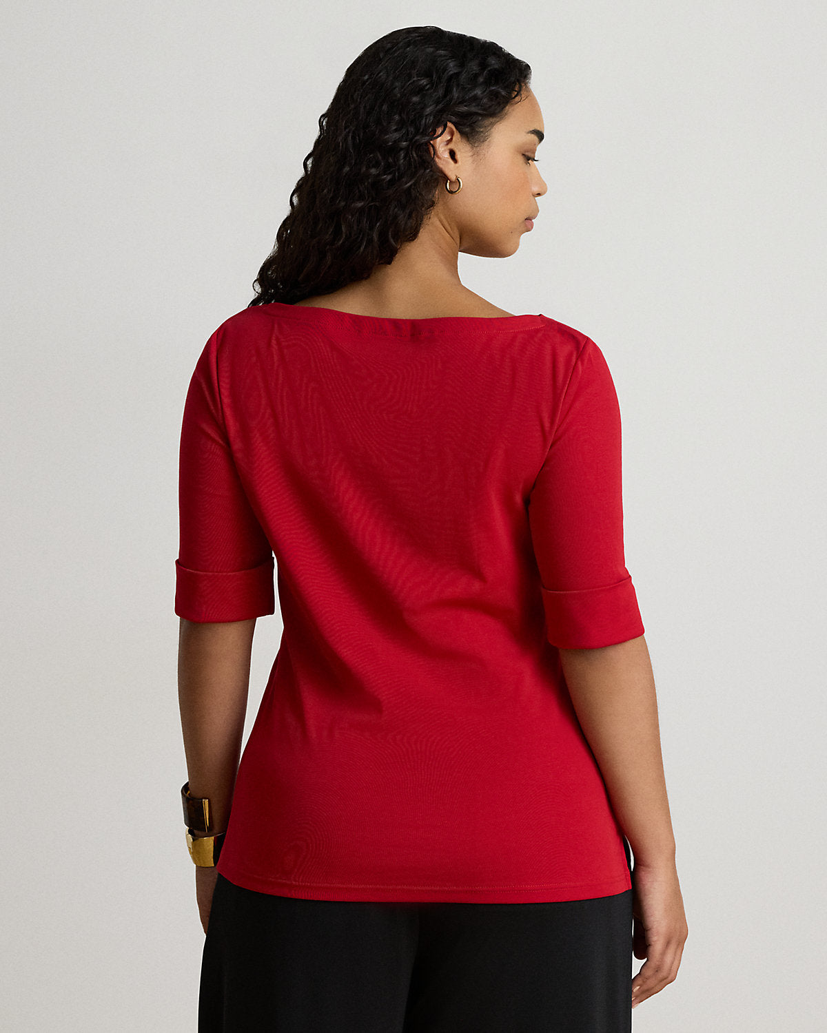 Stretch Cotton Boatneck Tee