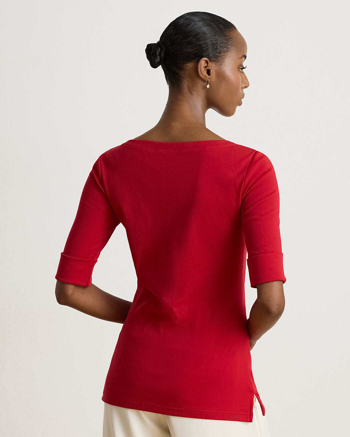 Stretch Cotton Boatneck Tee