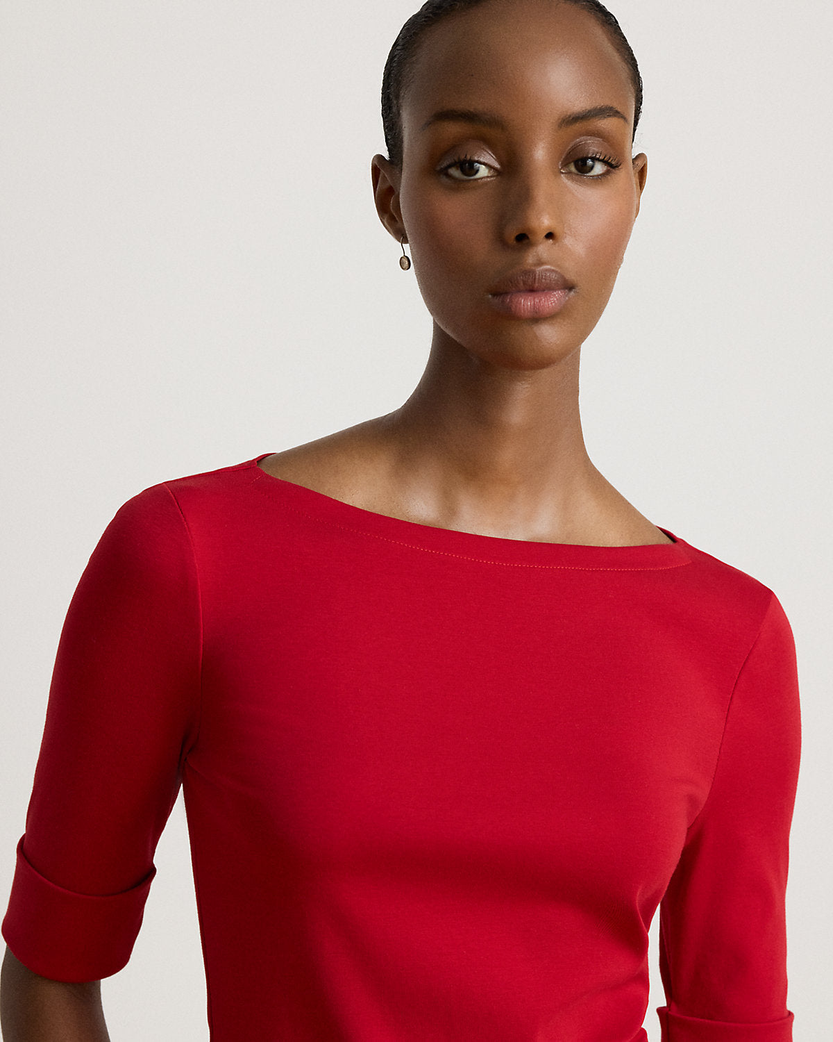 Stretch Cotton Boatneck Tee