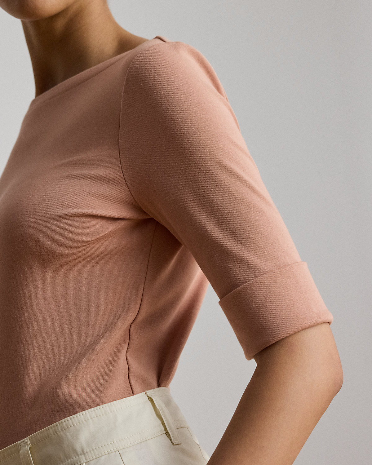 Stretch Cotton Boatneck Tee