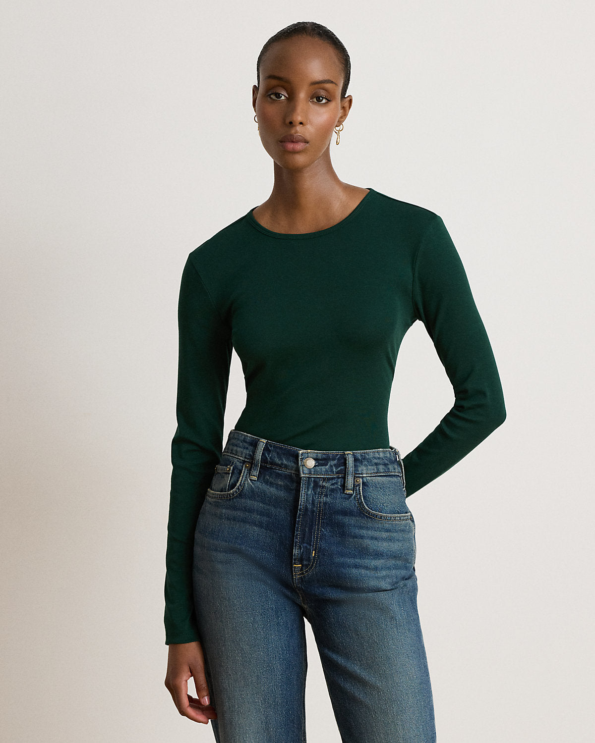 Stretch Cotton Long-Sleeve Tee