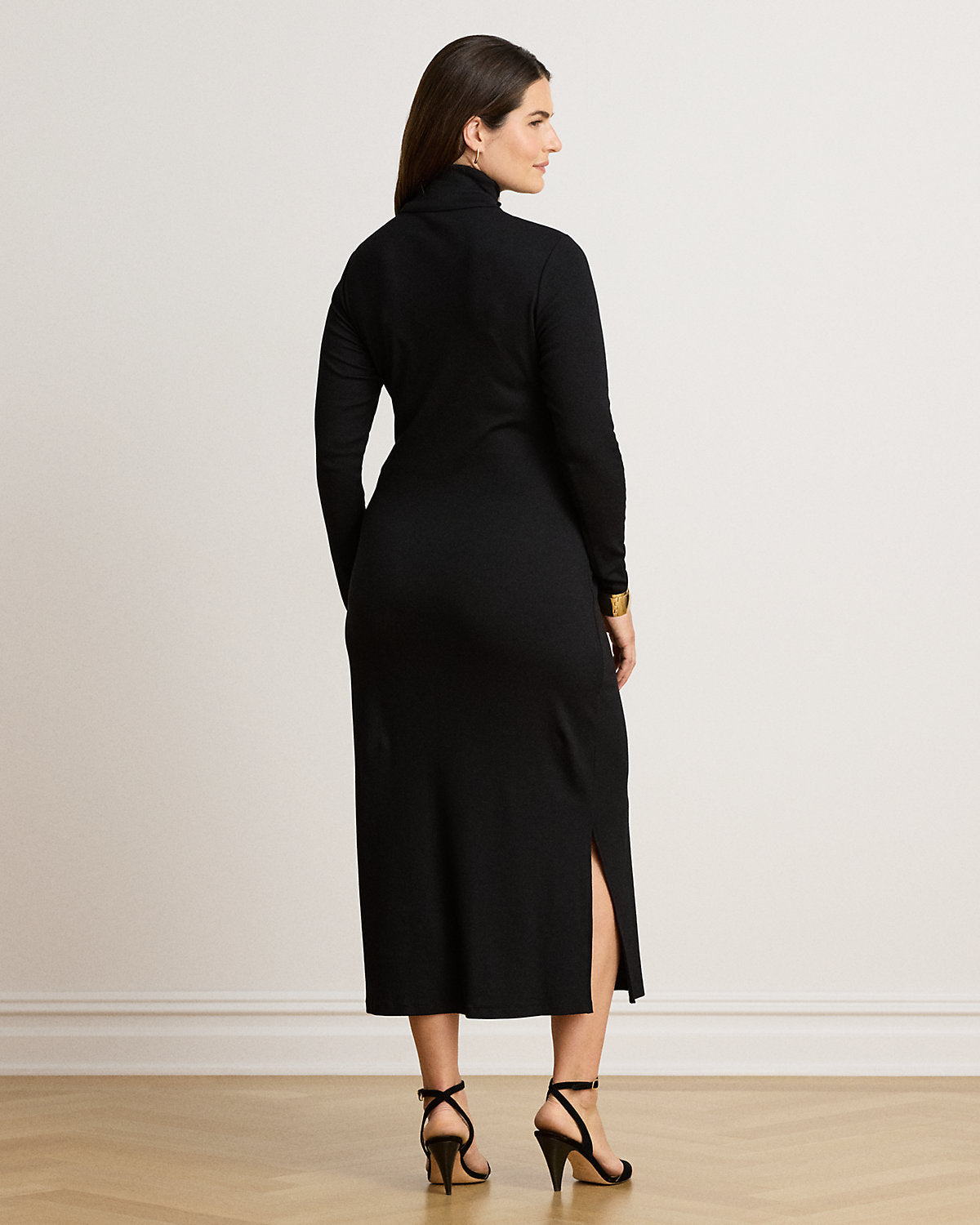 Tie-Front Cotton-Blend Turtleneck Dress