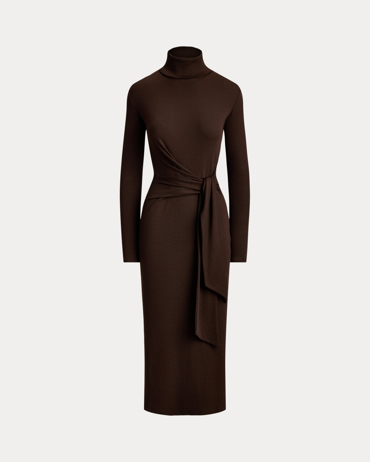 Tie-Front Cotton-Blend Turtleneck Dress