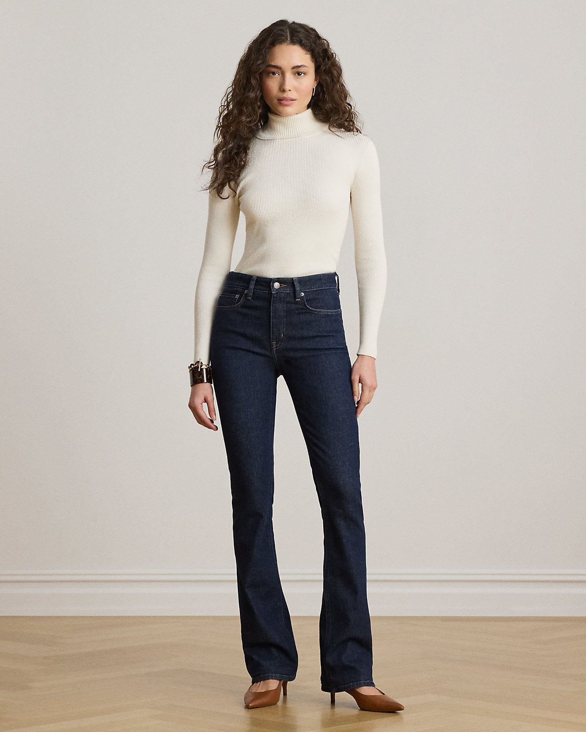 Cotton-Blend Ribbed Turtleneck