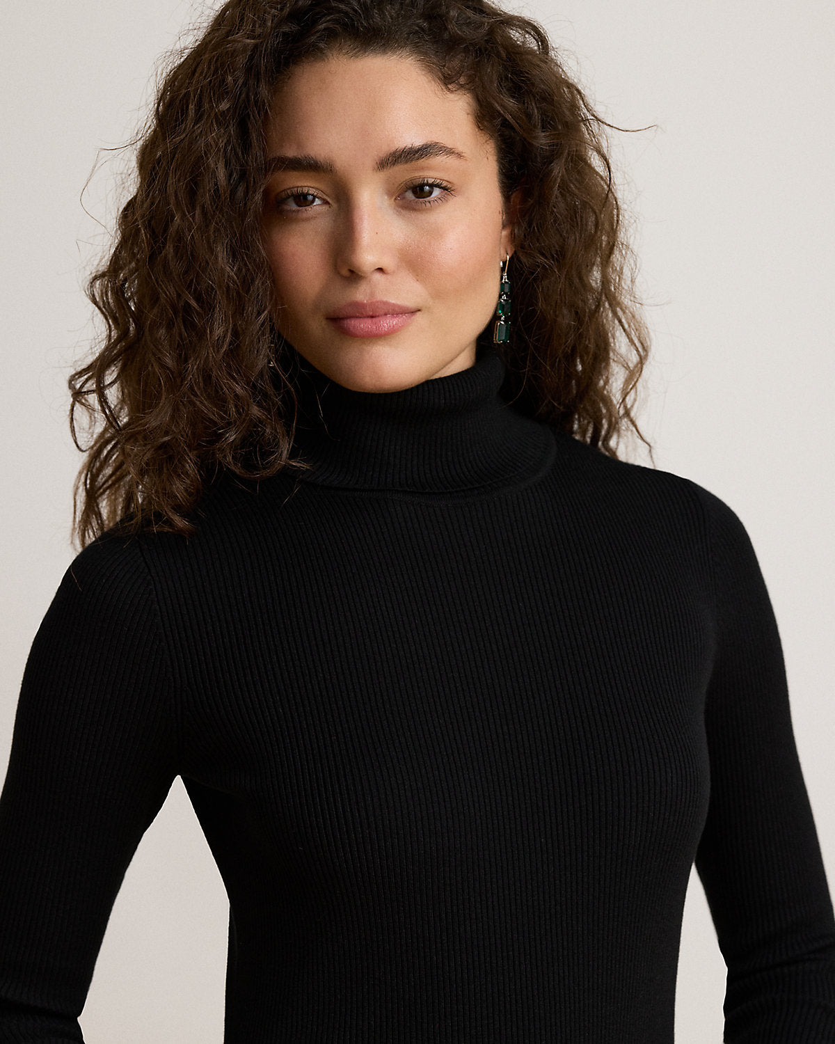 Cotton-Blend Ribbed Turtleneck