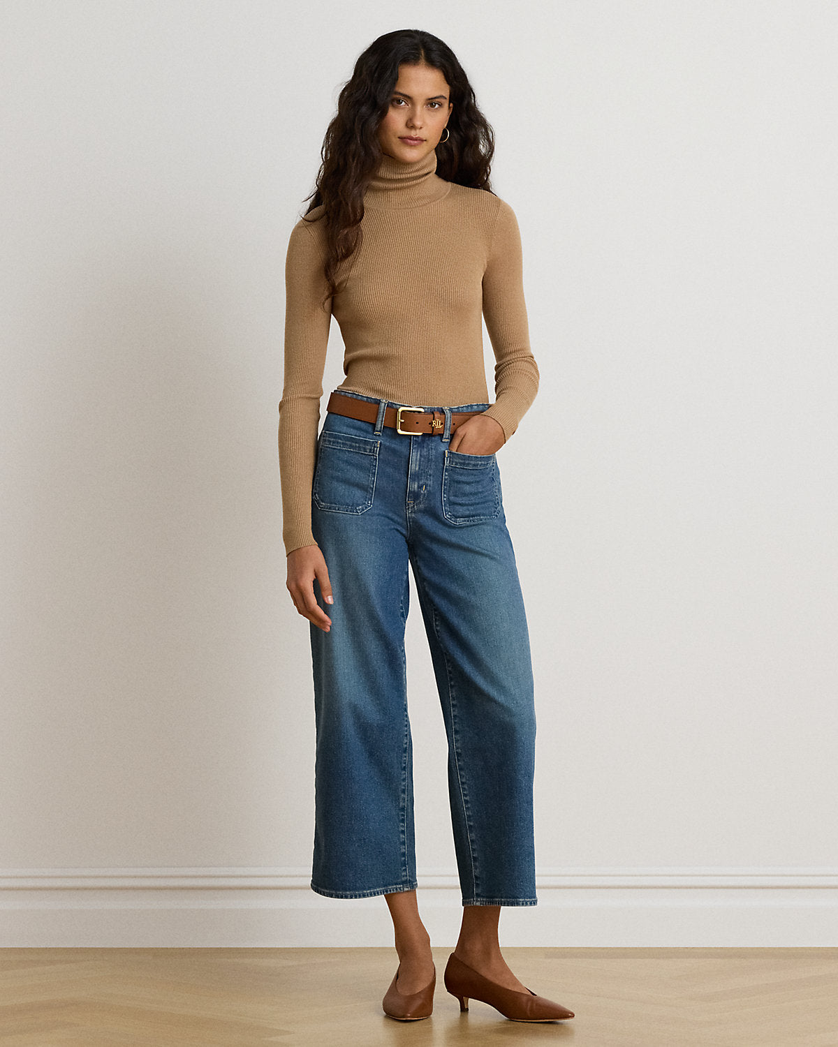 Cotton-Blend Ribbed Turtleneck