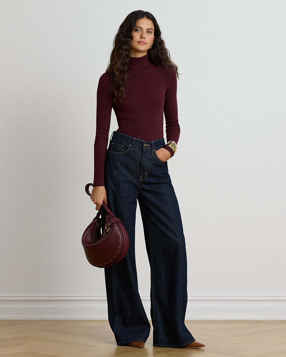 Cotton-Blend Ribbed Turtleneck