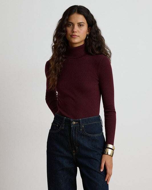 Cotton-Blend Ribbed Turtleneck