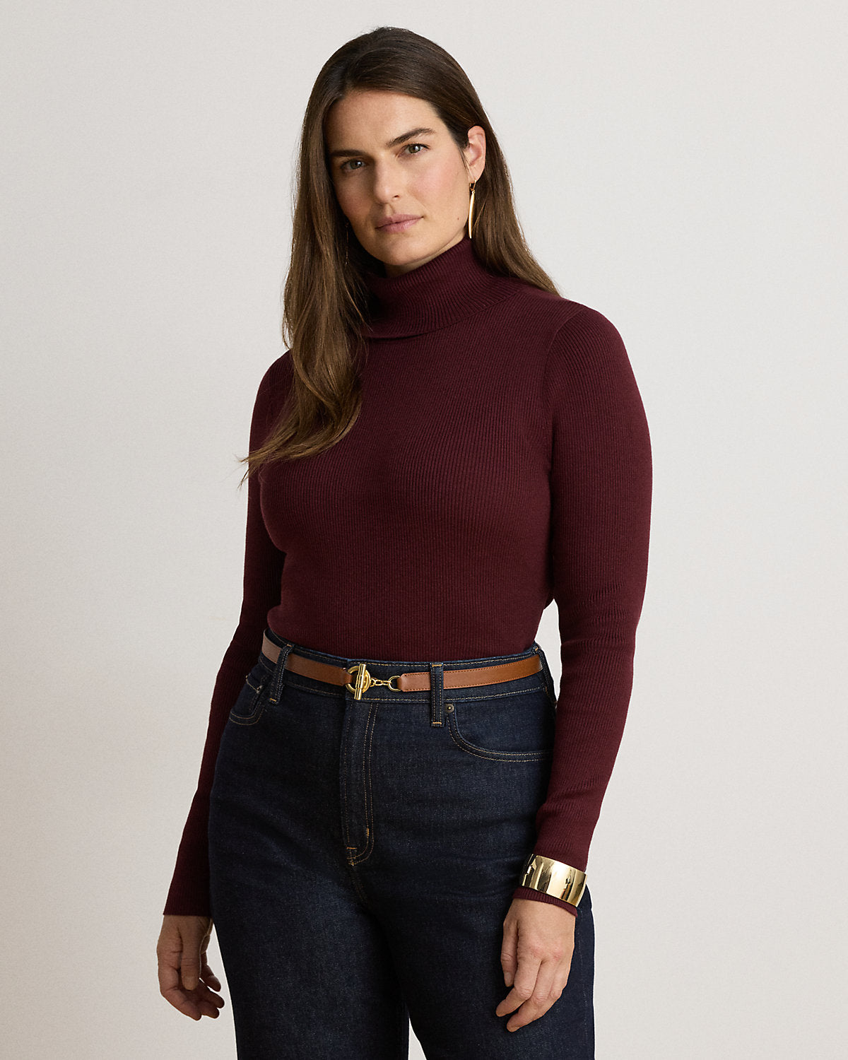 Cotton-Blend Ribbed Turtleneck