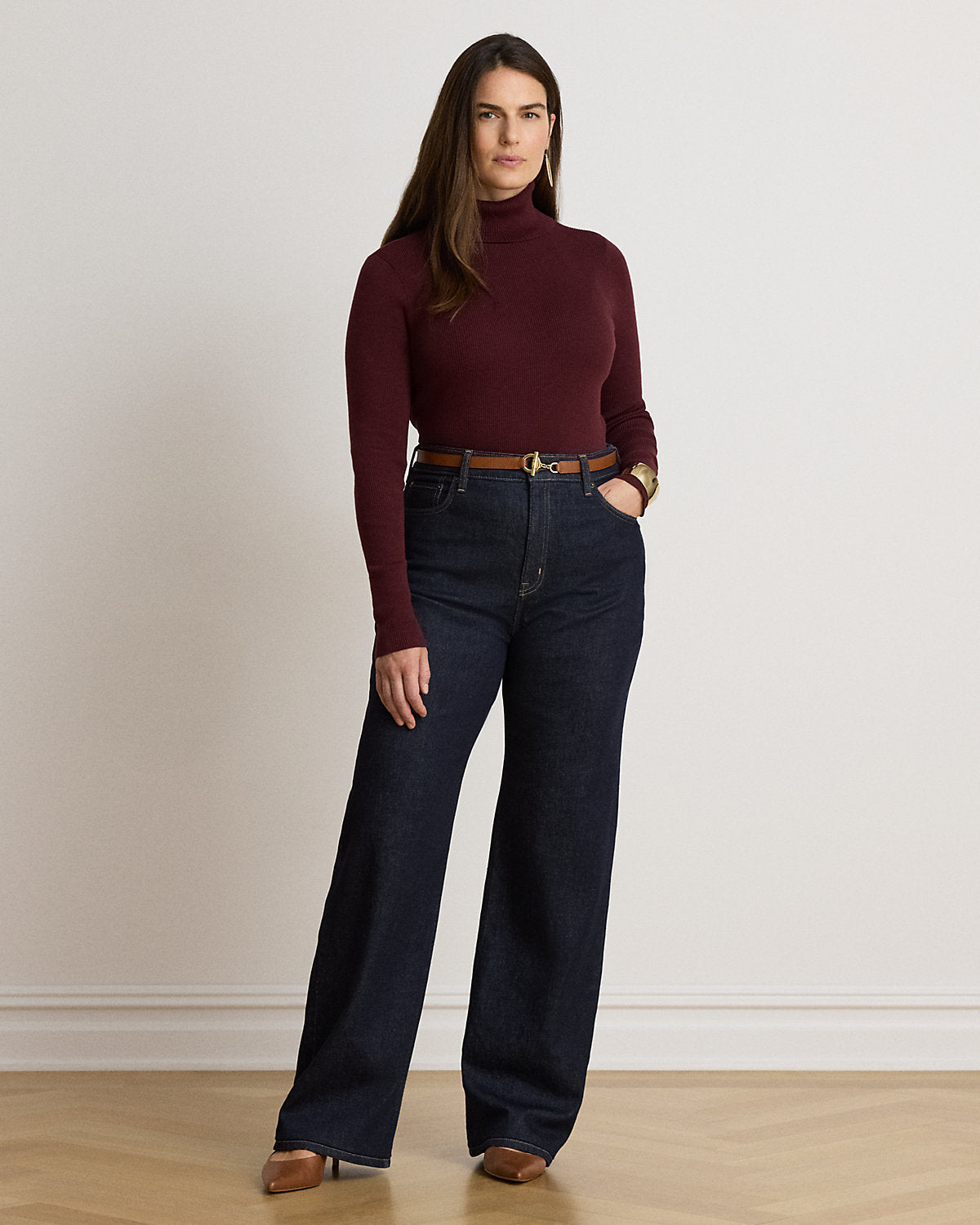 Cotton-Blend Ribbed Turtleneck