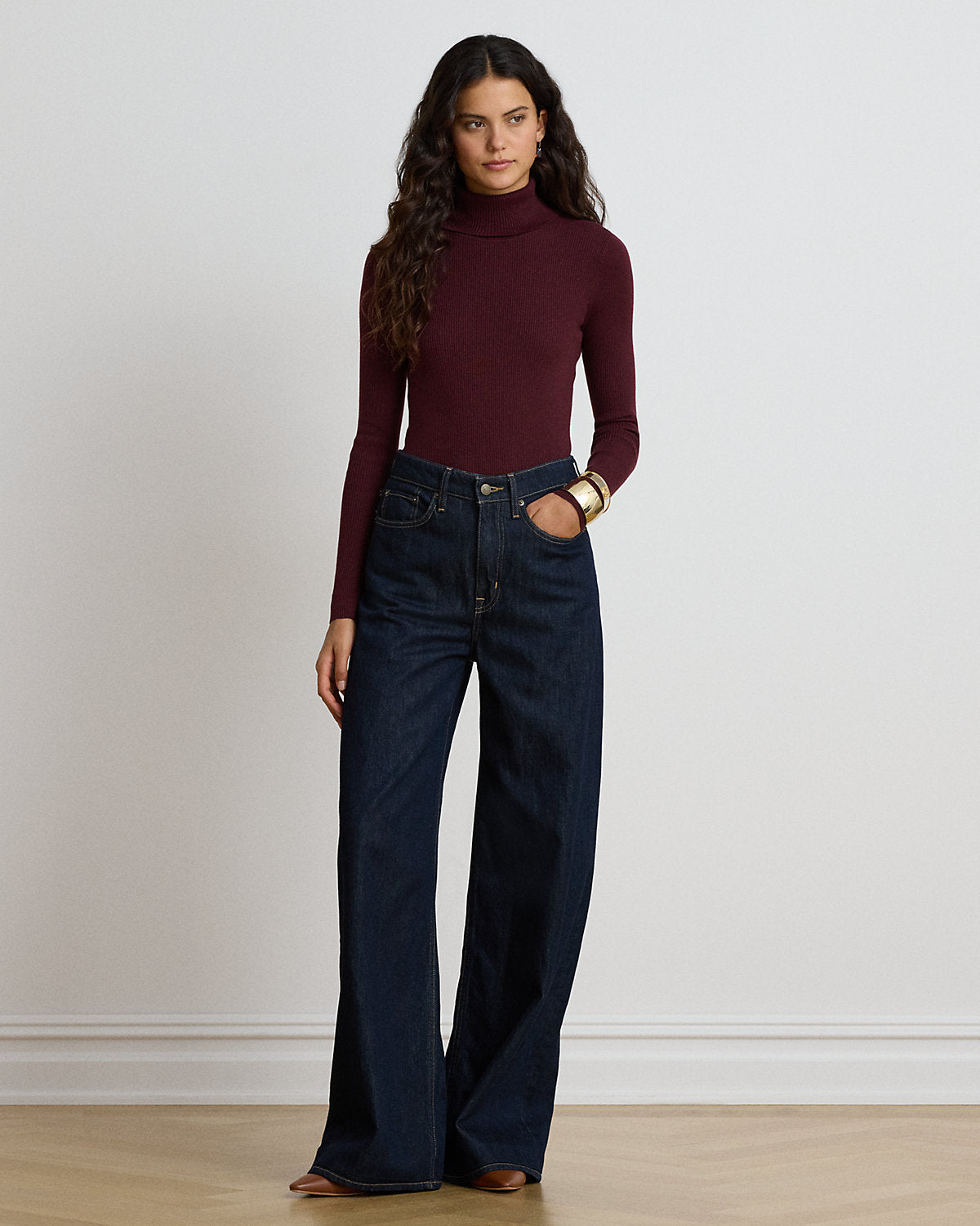 Cotton-Blend Ribbed Turtleneck