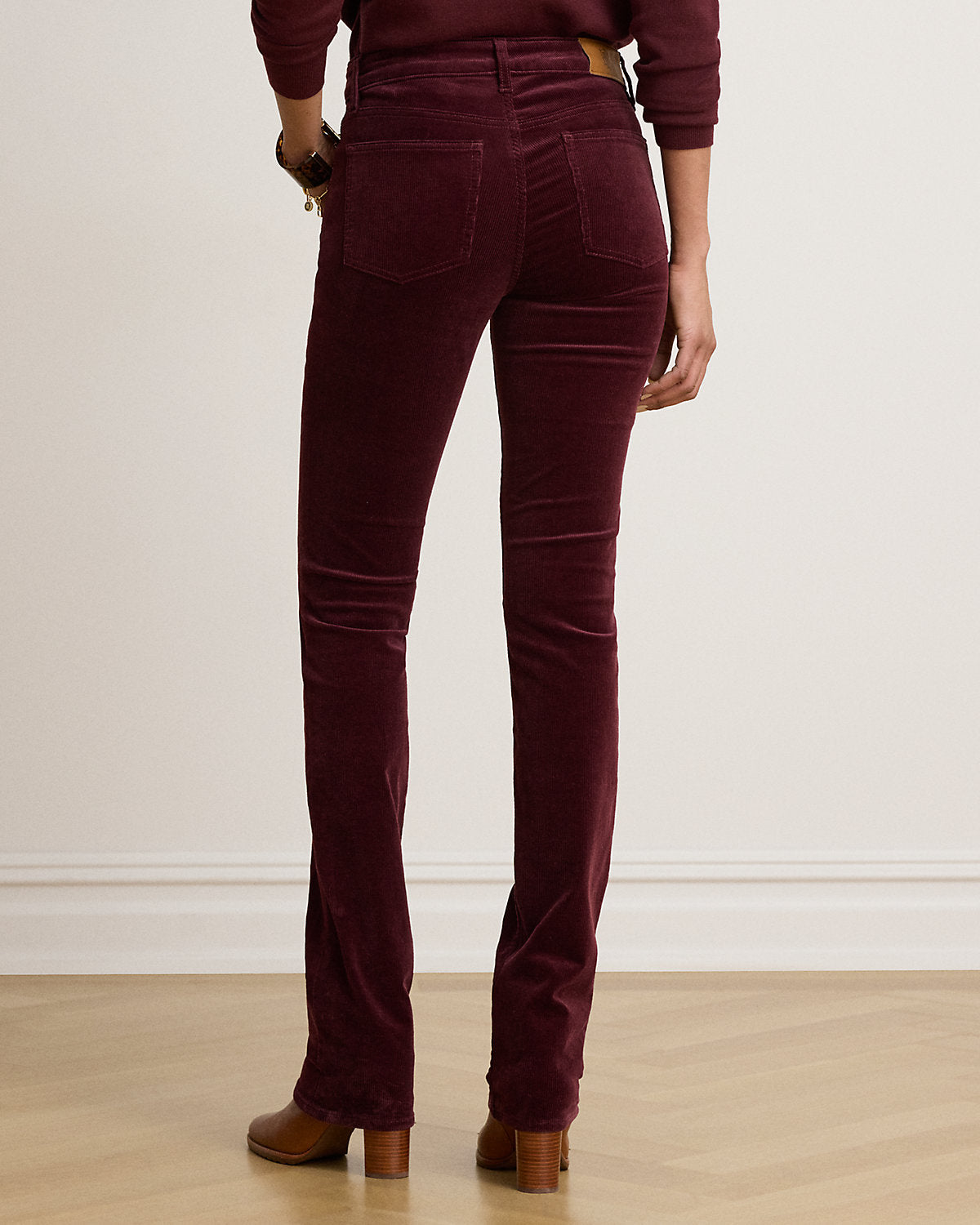 Mid-Rise Corduroy Slim Straight Pant