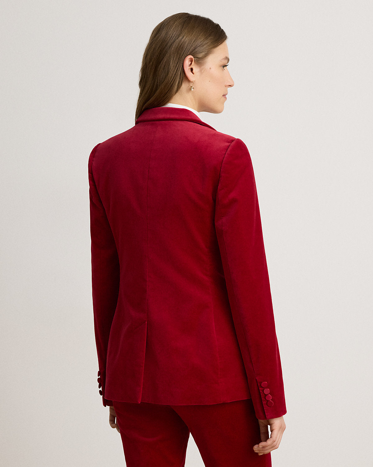 Satin-Trim Stretch Velvet Blazer
