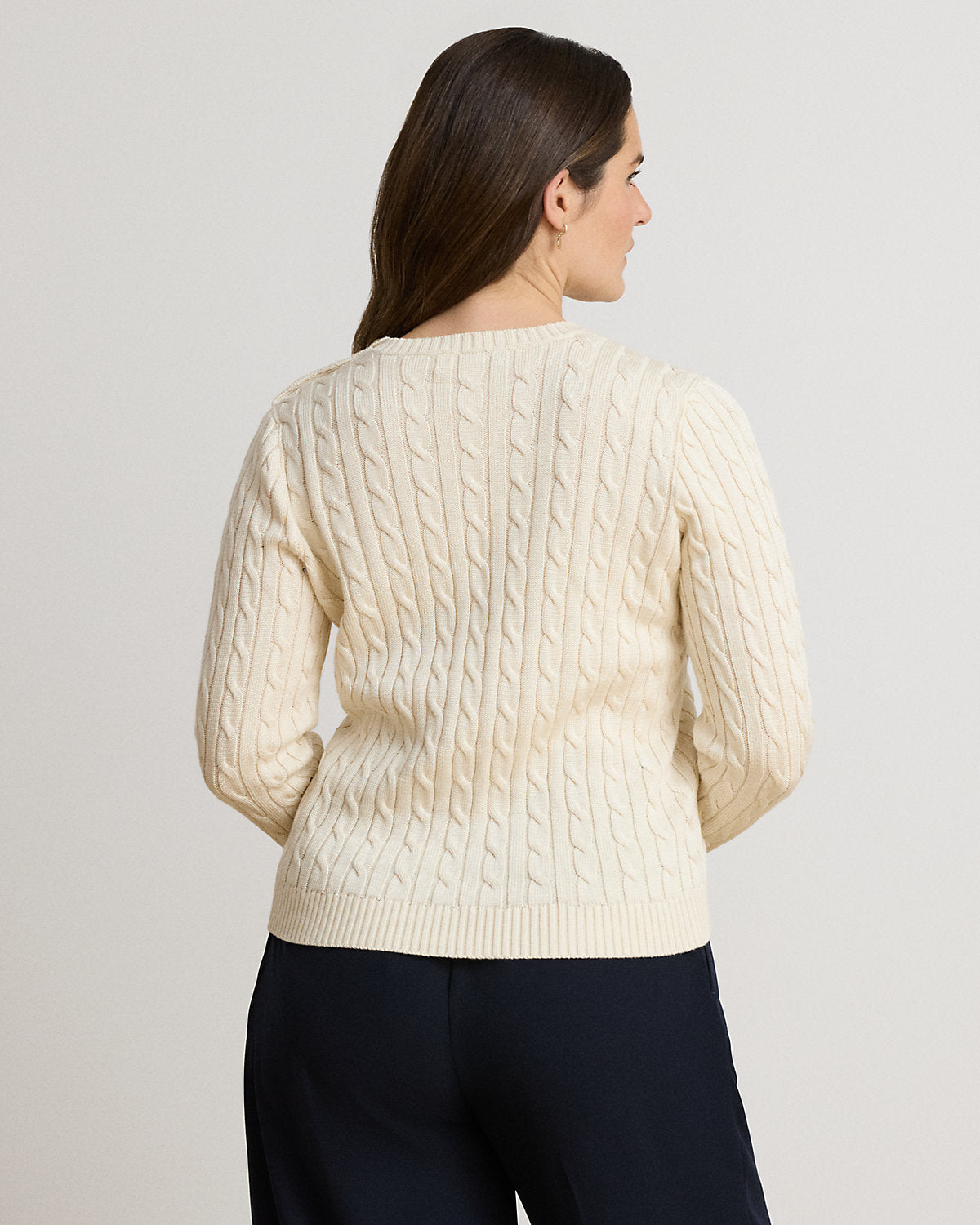 Button-Trim Cable-Knit Sweater