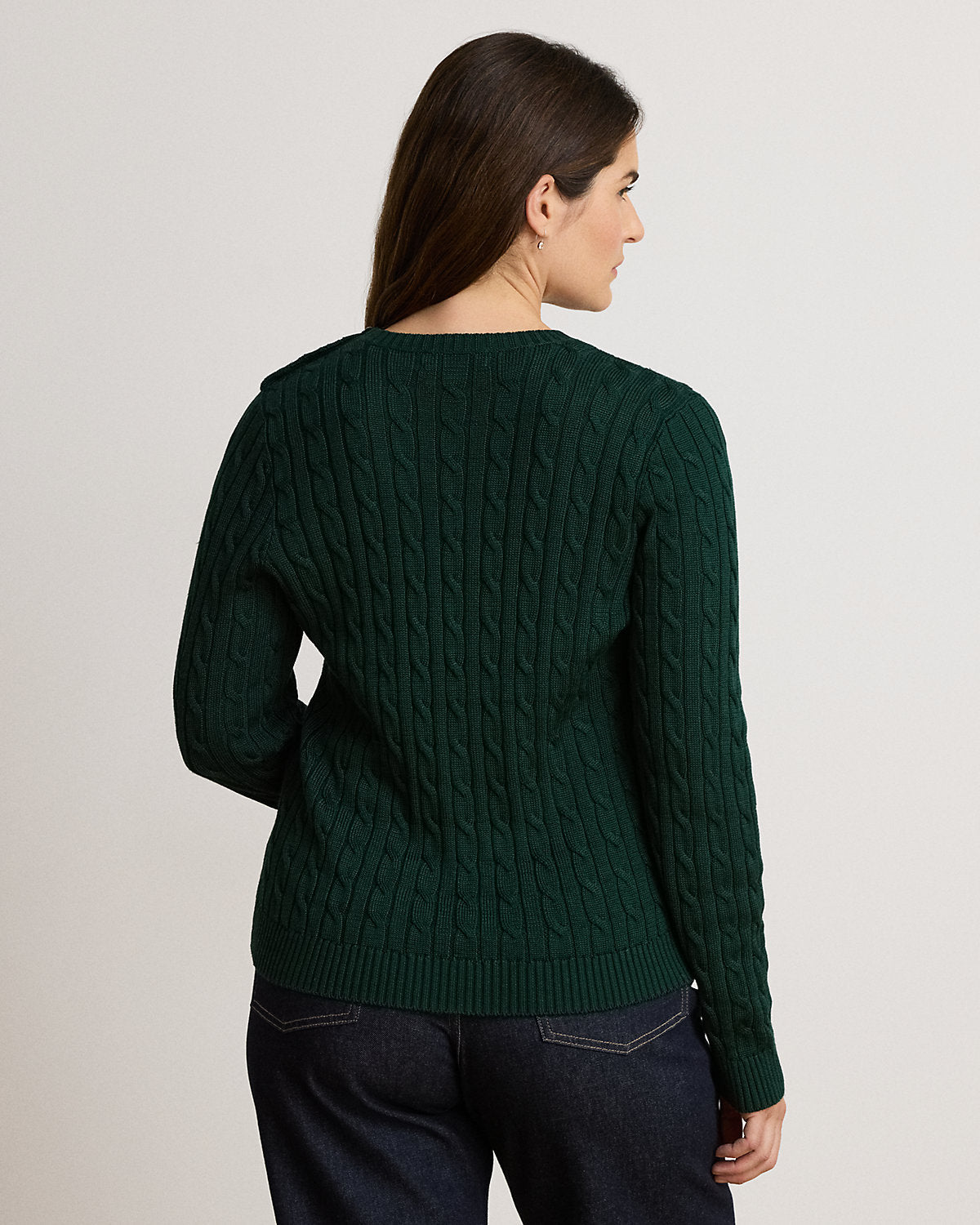 Button-Trim Cable-Knit Sweater