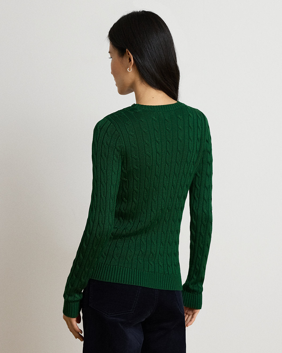 Button-Trim Cable-Knit Sweater