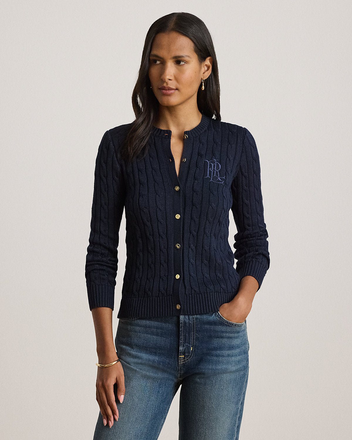 Cable-Knit Cotton-Blend Cardigan