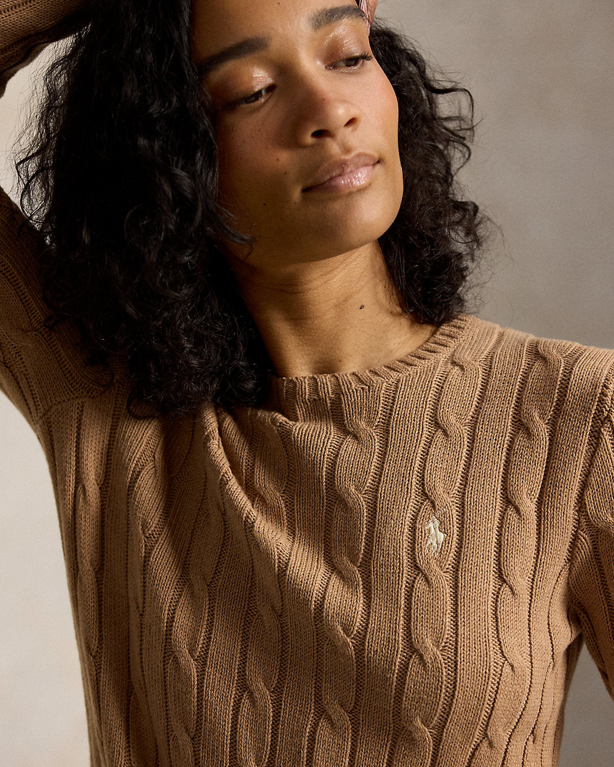 Cable-Knit Cotton Crewneck Sweater