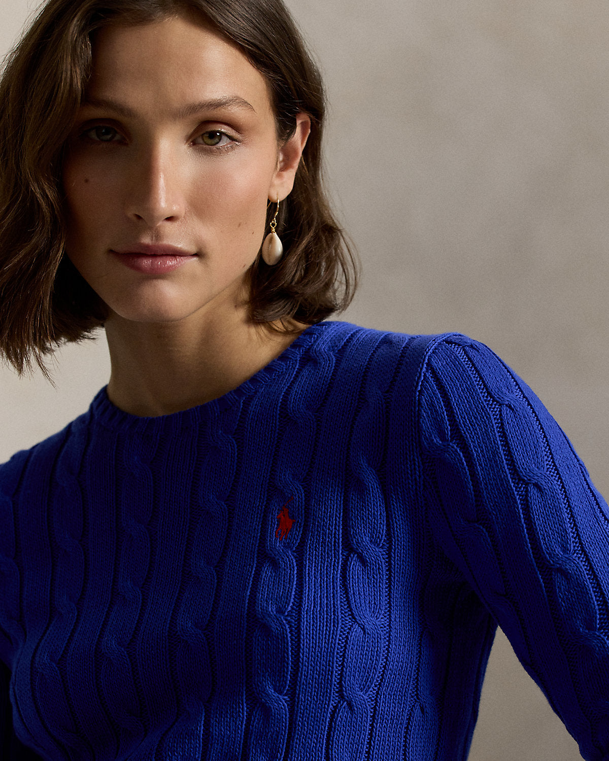 Cable-Knit Cotton Crewneck Sweater