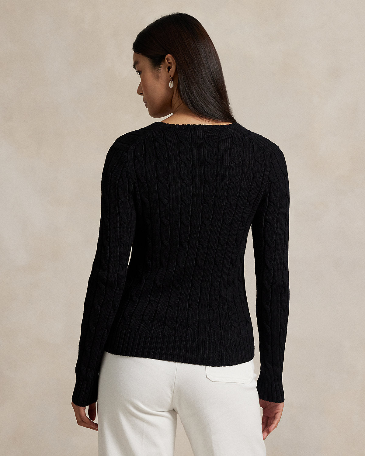 Cable-Knit Cotton V-Neck Sweater
