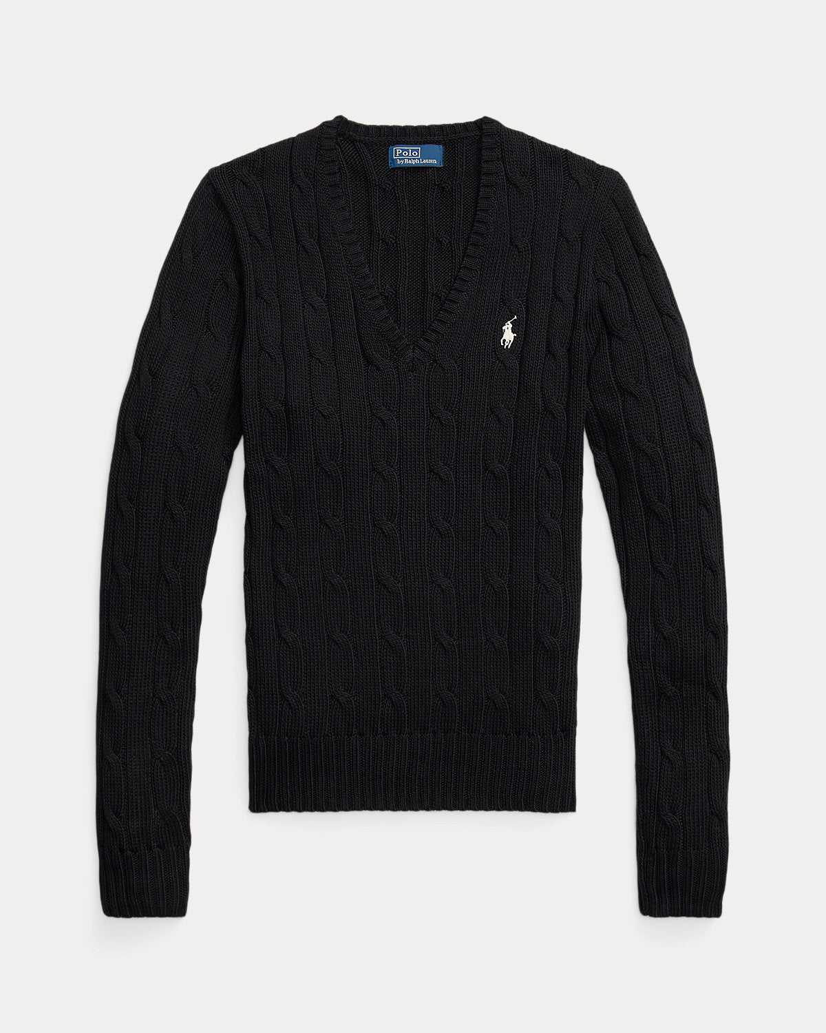 Cable-Knit Cotton V-Neck Sweater