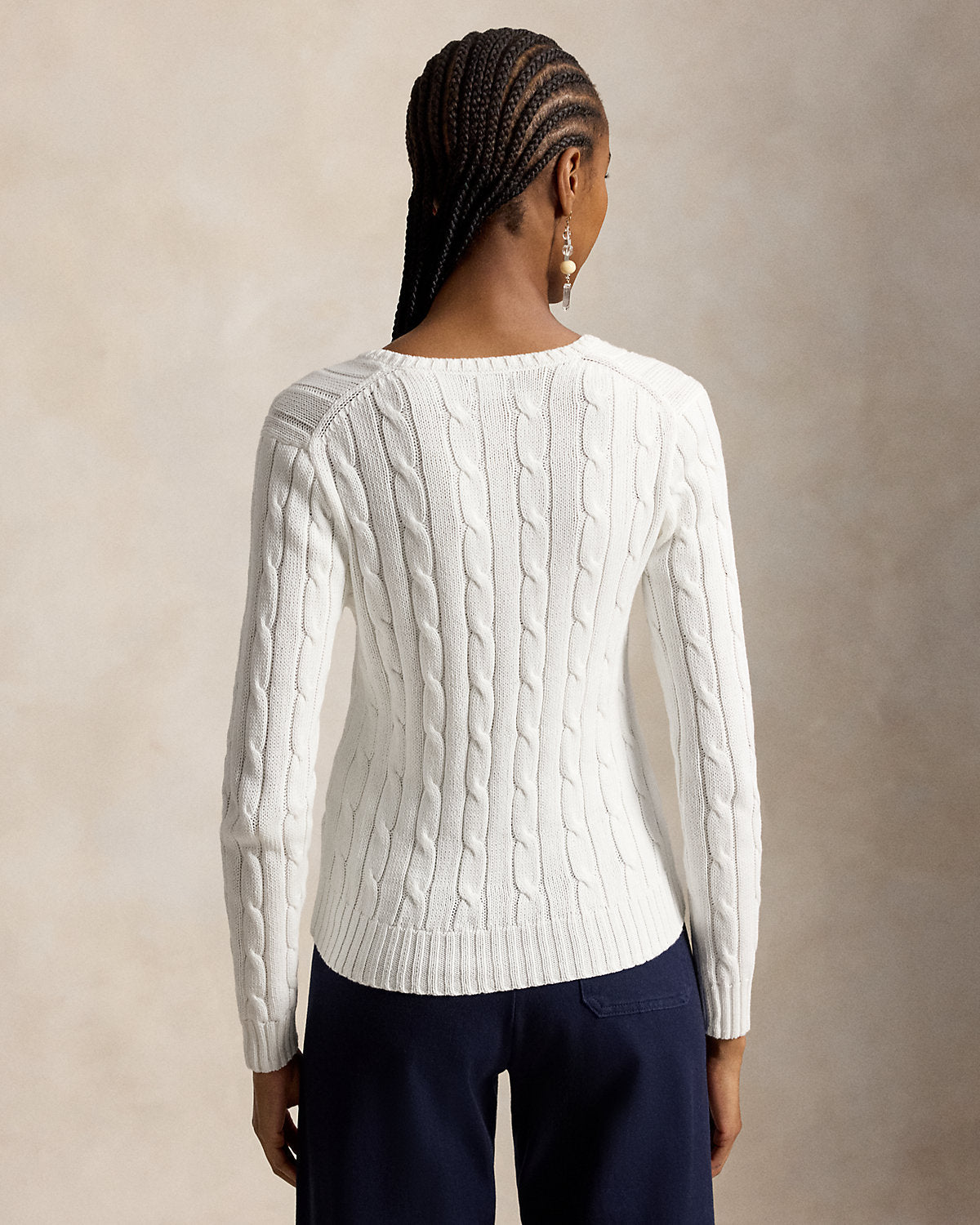 Cable-Knit Cotton V-Neck Sweater