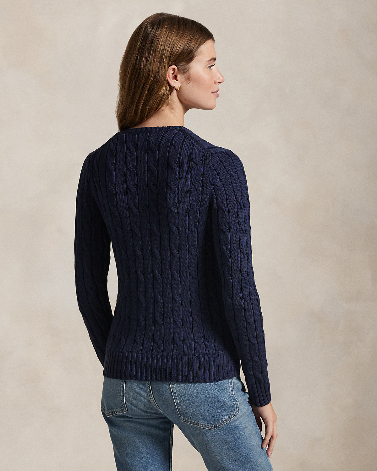 Cable-Knit Cotton V-Neck Sweater