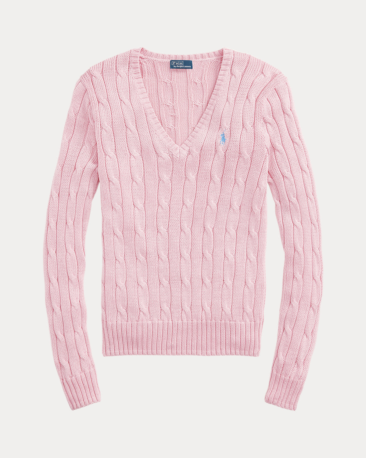Cable-Knit Cotton V-Neck Sweater