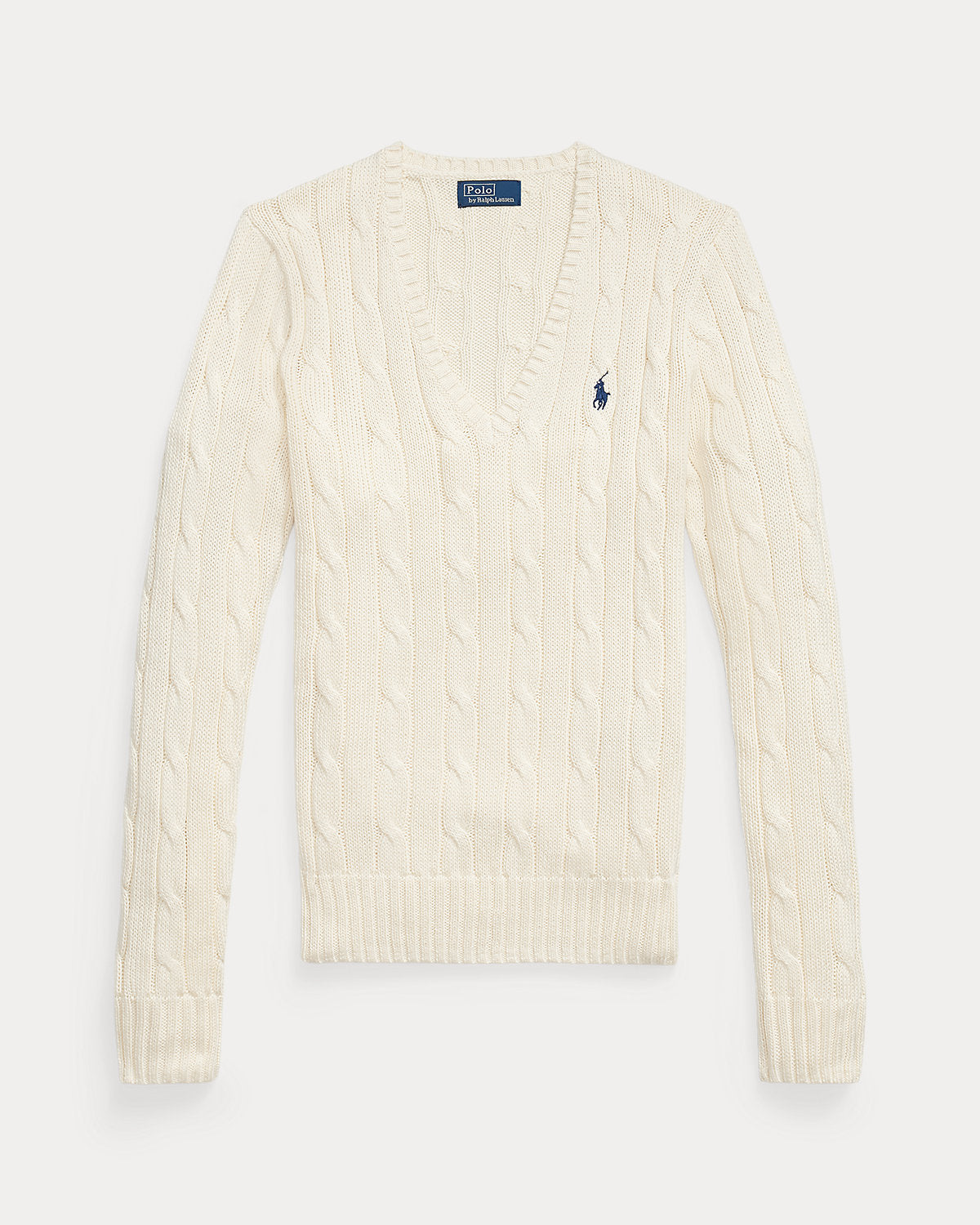 Cable-Knit Cotton V-Neck Sweater