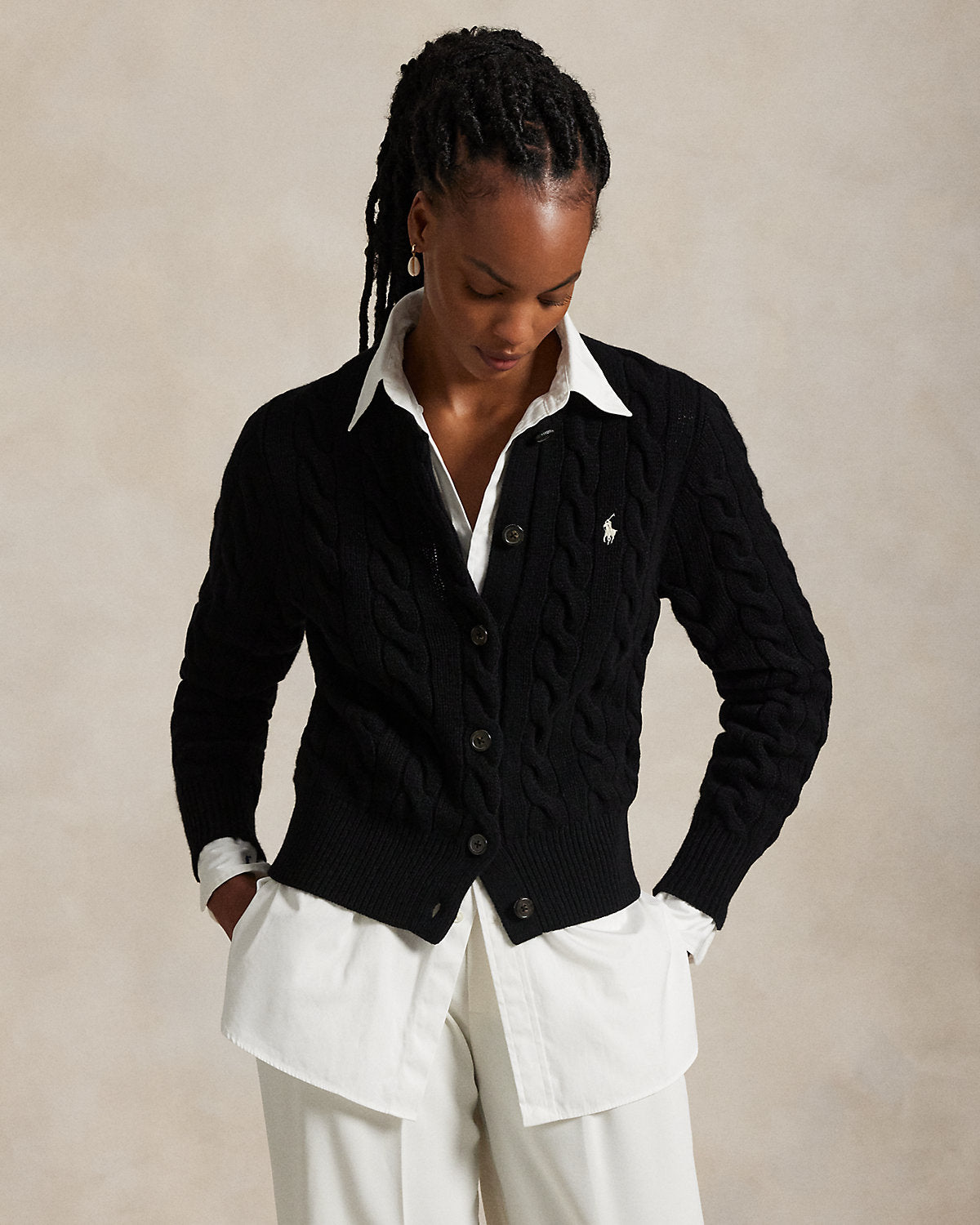Cable-Knit Wool-Cashmere Cardigan