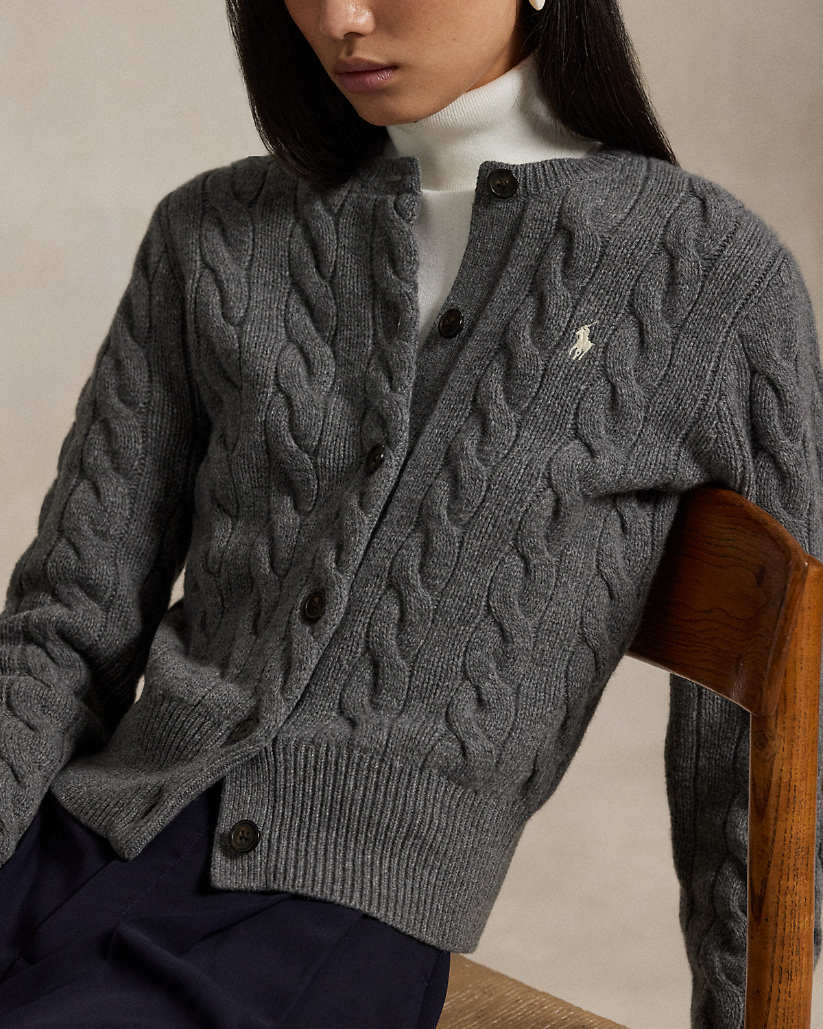 Cable-Knit Wool-Cashmere Cardigan