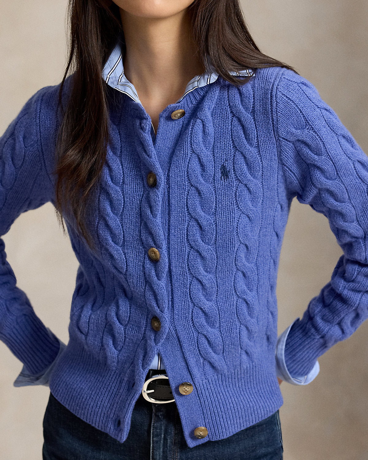Cable-Knit Wool-Cashmere Cardigan
