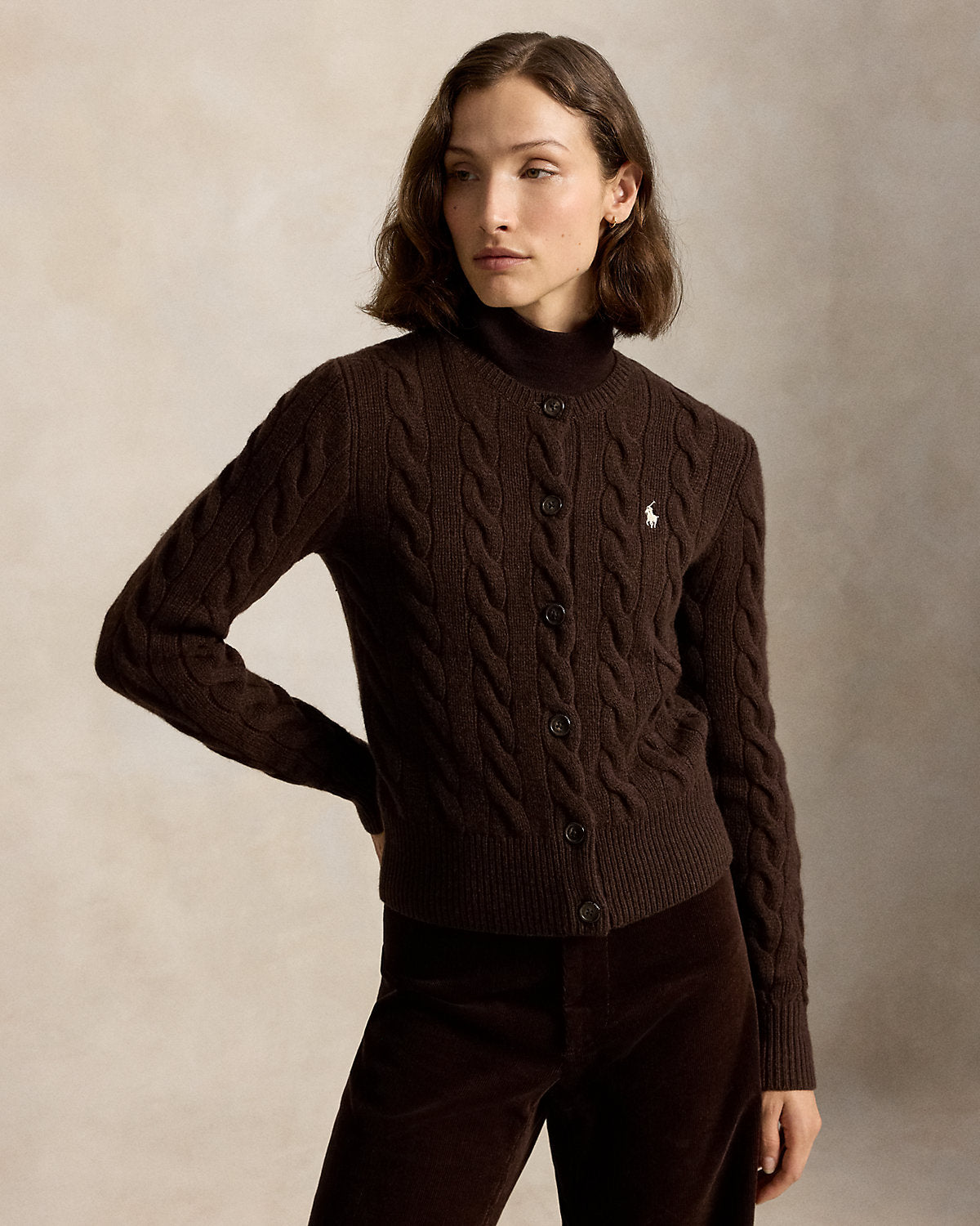 Cable-Knit Wool-Cashmere Cardigan