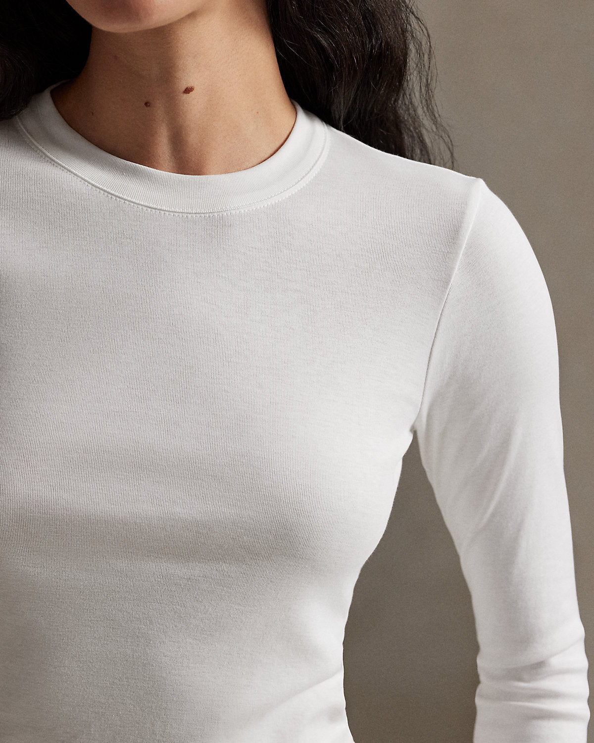 Slim Fit Stretch Cotton Long-Sleeve Tee