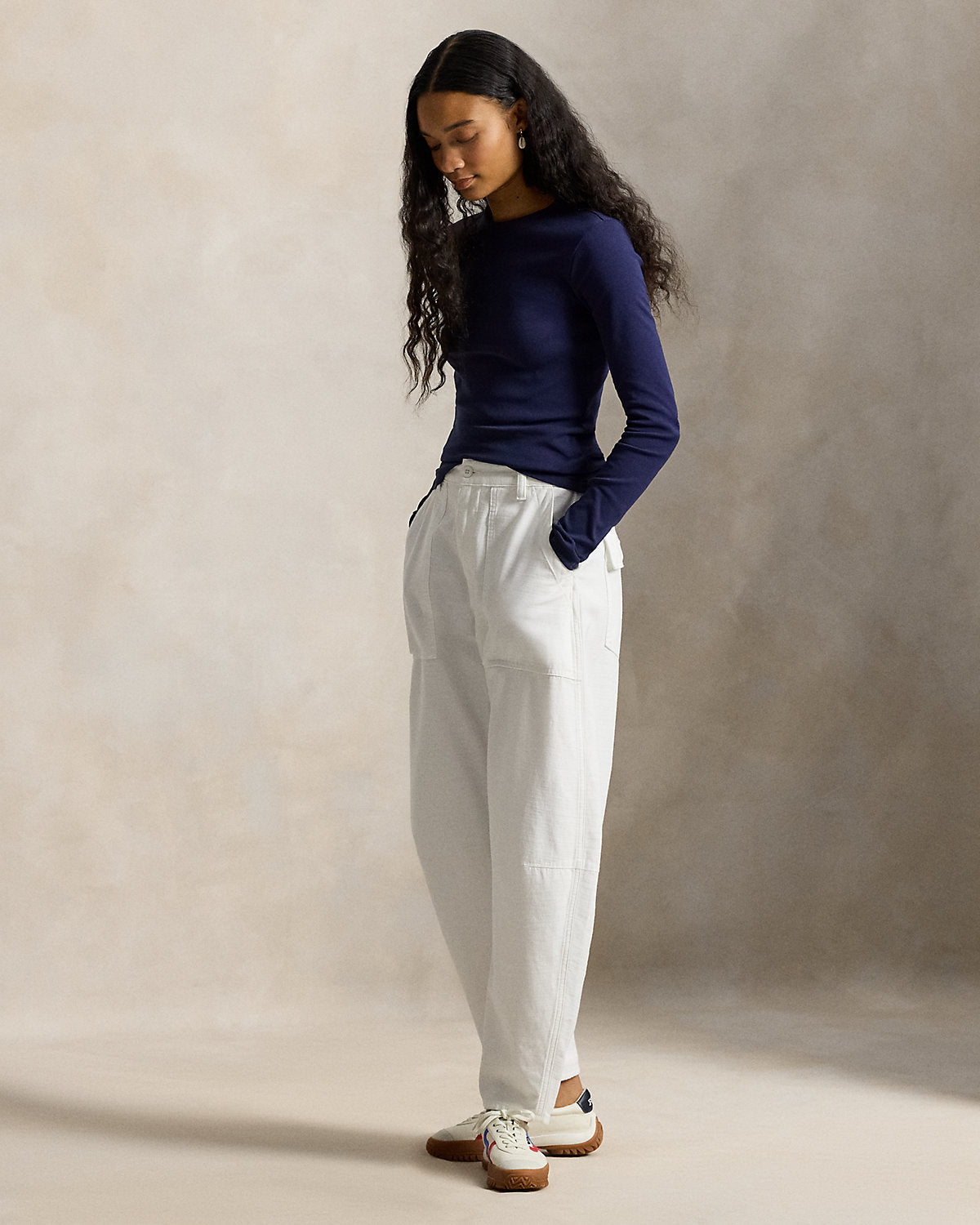 Slim Fit Stretch Cotton Long-Sleeve Tee